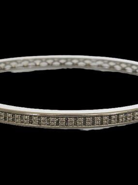 BEAUTIFUL Diamond Accent Bangle Bracelet SILVER SIGNED CHINA